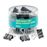 Staples Binder Clips - Small - 3/4" - Black - 40 Pack-Made from tempered steel for durability and long-lasting use