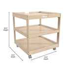 Flash Furniture Bright Beginnings Commercial 3 Shelf Square Space Saving Wooden Mobile Classroom Storage Cart - Natural-Greenguard Certified Wood for Healthier Air Quality