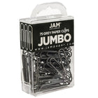 JAM Paper Coloured Jumbo Paper Clips, Large, Grey, 75 Pack (21830628)-Grey