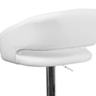 Flash Furniture Contemporary Vinyl Adjustable Height Barstool with Rounded Mid-Back & Chrome Base - White-Height Adjustable Seat with Gas Lift