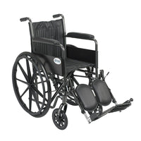 Drive Medical Silver Sport 2 Wheelchair, Fixed Arms, Legrest, 18" Seat-Black, Steel