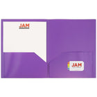 JAM Paper Plastic 2 Pocket POP Folders, Purple, 12 Pack-2 pocket
