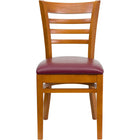 Flash Furniture HERCULES Series Ladder Back Cherry Wood Restaurant Chair - Burgundy Vinyl Seat-Wood Chair