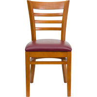 Flash Furniture HERCULES Series Ladder Back Cherry Wood Restaurant Chair - Burgundy Vinyl Seat-Wood Chair