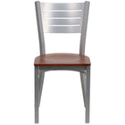 Flash Furniture HERCULES Series Silver Slat Back Metal Restaurant Chair - Cherry Wood Seat-Metal Chair