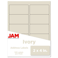 JAM Paper Laser/Inkjet Address Labels - 2" x 4" - Ivory - 120 Pack-English only packaging
