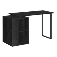 Monarch Specialties 7601 Computer Desk - 55"L/Black Oak Left Or Right Facing-A sleek and spacious computer desk with strong u-shaped black metal leg support, perfect for a laptop or as a writing desk.