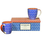 Tannex Pattern Mug Set with Gift Box, Blue, 17oz, 4 Pack-Set of 4 Pattern Mugs (17oz) with Gift Box - (2 x Set of two mugs in gift box = 4 mugs total)