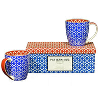 Tannex Pattern Mug Set with Gift Box, Blue, 17oz, 4 Pack-Set of 4 Pattern Mugs (17oz) with Gift Box - (2 x Set of two mugs in gift box = 4 mugs total)