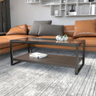 Flash Furniture Rosedale Glass Coffee Table with Black Metal Frame-Clear Tempered Glass Surface