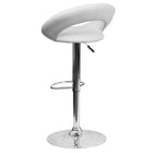 Flash Furniture Contemporary White Vinyl Rounded Back Adjustable Height Barstool with Chrome Base, 2 Pack-Swivel Seat
