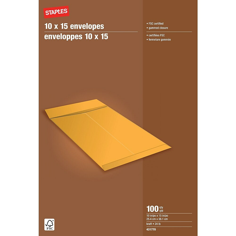 aruco15冊 Staples Kraft Catalogue Envelopes with Gummed Flaps - 10