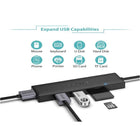 QGeeM 5-in-1 USB 3.0 Hub Adapter - with SD/TF Card Reader & 3 Ports USB 3.0 for Laptop, MacBook Black-USB 3.0, USB 2.0