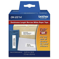 Brother Dk2214 Continuous Paper Label Tape - 0.47" - Black On White-Each cartridge yields 100' of 0.47" wide labels for better use