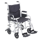 Drive Medical Poly Fly Transport Chair with Swing away Footrest, 20" Seat Size-Silver, Aluminum