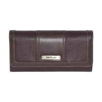 Roots Ladies Pocket Clutch Wallet - Plum-Expandable Snap Closure