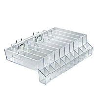 Azar Displays 10 Compartment Lipstick Tray with Tester For Pegboard, 2 Pack (225555)-2 hooks attached for easy mounting