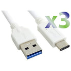 Exian Type-C USB Cable, 1m, White, 3 Pack-Sync and charge