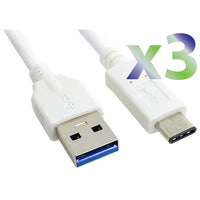 Exian Type-C USB Cable, 1m, White, 3 Pack-Sync and charge