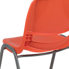 Flash Furniture HERCULES Series Orange Ergonomic Shell Stack Chair with Grey Frame-Vented Back and Seat Drain Holes assist in drying