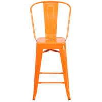Flash Furniture 24" High Metal Indoor-Outdoor Counter Height Stool with Back-Bistro Style Counter Stool