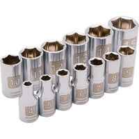 Dynamic Tools 1/4" Drive 13 Piece 6 Point, Standard Metric Socket Set, 4mm - 15mm-Contains: 4, 5, 5.5, 6, 7, 8, 9, 10, 11 12, 13, 14, 15mm