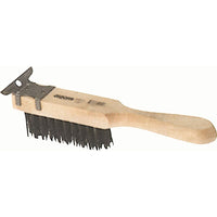 Osborn Straight Handle Scratch Brushes With Scraper, Steel, 4 x 11 Wire Rows, 11-3/8" Long - 6 Pack-Brush Length: 5-1/2"