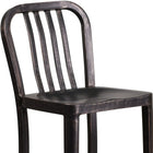 Flash Furniture 30" High Black-Antique Gold Metal Indoor-Outdoor Barstool with Vertical Slat Back-Footrest