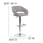 Flash Furniture Contemporary Grey Fabric Adjustable Height Barstool with Rounded Mid-Back & Chrome Base - Grey Fabric-Footrest
