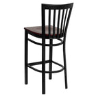 Flash Furniture HERCULES Series Black School House Back Metal Restaurant Barstool - Mahogany Wood Seat - 2 Pack-.625" Thick Plywood Seat