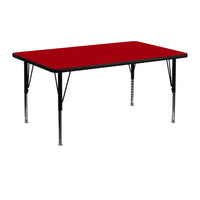 Flash Furniture 24"W x 48"L Rectangular Red Thermal Laminate Activity Table - Height Adjustable Short Legs-Popular Rectangular Activity Table