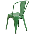 Flash Furniture Commercial Grade Green Metal Indoor-Outdoor Stackable Chair-Seat Drain Holes assist in drying