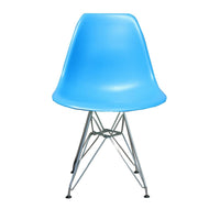 Plata Import Eiffel Chair, Blue Seat, Chromed Legs (PC-016-BLUE)-Dining Chair