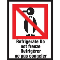 International Safe Handling Label, "Refrigerate Do Not Freeze", Bilingual, 3" x 4", 500 Pack-Dimensions: 3" x 4"