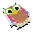 Ashley Magnetic Whiteboard Erasers, Burlap Scribble Owl, 6 Pack-Size 3.75"
