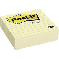 Post-it Notes - Lined - 4" x 4" - Canary Yellow - 300 Sheets/Pad - 12 Pads/Pack-Post-it Notes are recyclable
