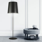Dainolite Transitional Floor Lamp - 1 Light - Black with Black Drum Shade-Metal