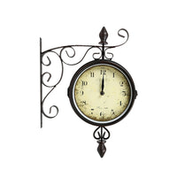 Truu Design Double-Sided Bistro Clock, 8 inches, Brown-Measurement: the antique clock measures 8"D x 17"H in dimensions