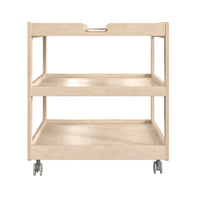 Flash Furniture Bright Beginnings Commercial 3 Shelf Square Space Saving Wooden Mobile Classroom Storage Cart - Natural-Wooden 3 Shelf Square Mobile Classroom Storage Unit