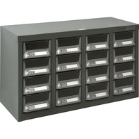 Kleton Kpc-400 Parts Cabinets, Galvanized Steel, 16 Drawers, 23-1/10" x 8-7/10" x 13-4/5", Grey-Colour: Grey