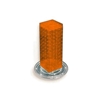 Azar Displays 12" x 4" x 4" 4-Sided Revolving Pegboard Counter Display, Orange (700220-ORG)-Interlocking four-sided pegboard tower and stands on 9" diameter revolving clear plastic base