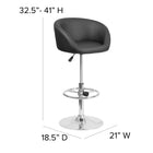 Flash Furniture Contemporary Black Vinyl Adjustable Height Barstool with Barrel Back & Chrome Base-Seat Adjusts from Counter to Bar Height