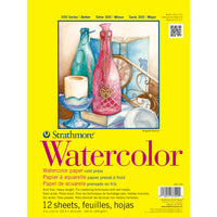 Strathmore 300 Series Watercolor Paper Pad - 9" W x 12" H - White - Tape Binding - 12 Sheets (P360-109-6)-Explore exquisite watercolor washes, gradients and forms using this textured watercolor paper