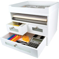 Victor Wood Tidy Tower Desktop Organizer, Pure White (W5500)-Dimensions: 10 3/4"H x 10 2/4"W x 12 3/8"D