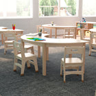 Flash Furniture Bright Beginnings Commercial Grade Wooden Half Circle Preschool Classroom Activity Table (MKME088015)-Accommodates up to 3 Children