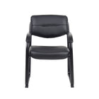 Nicer Furniture Sled Base Side Guest Chair with Arms - Black Leather-Dimension Arm Height: 25.5H Seat Size: 20W X 20D Seat Height: 18.5H Overall size: 23W x 24.5D x 34.5H
