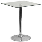 Flash Furniture 23.75" Square Glass Table with 30"H Chrome Base-Clear Tempered Glass Surface