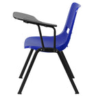 Flash Furniture Blue Ergonomic Shell Chair with Left Handed Flip-Up Tablet Arm-880 lb. Weight Capacity