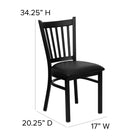 Flash Furniture HERCULES Series Black Vertical Back Metal Restaurant Chair - Black Vinyl Seat-Curved Support Bar