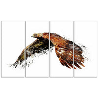 Designart Soaring Eagle, White Canvas Art Print, 5 Panels, (PT2321-271)-Print